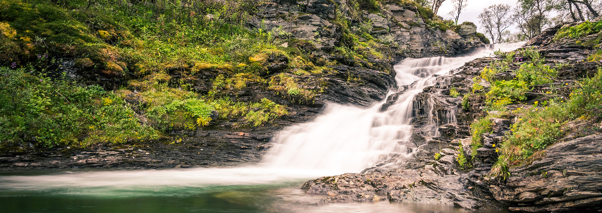 The beautiful waterfall Tväråfallet