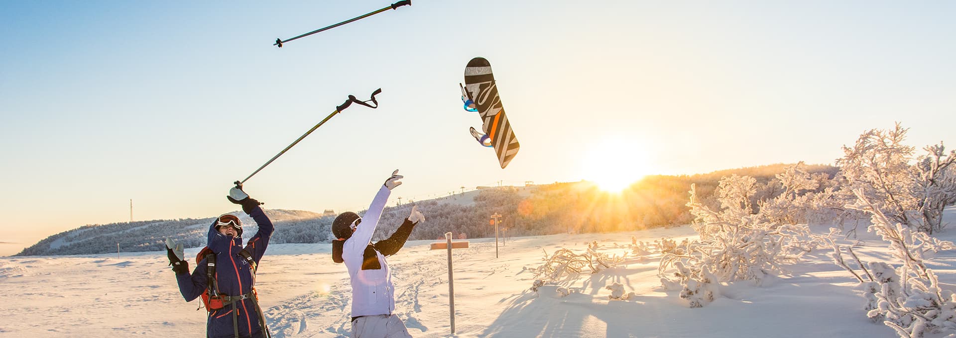 Sunrise at the top of the mountain in Ramundberget