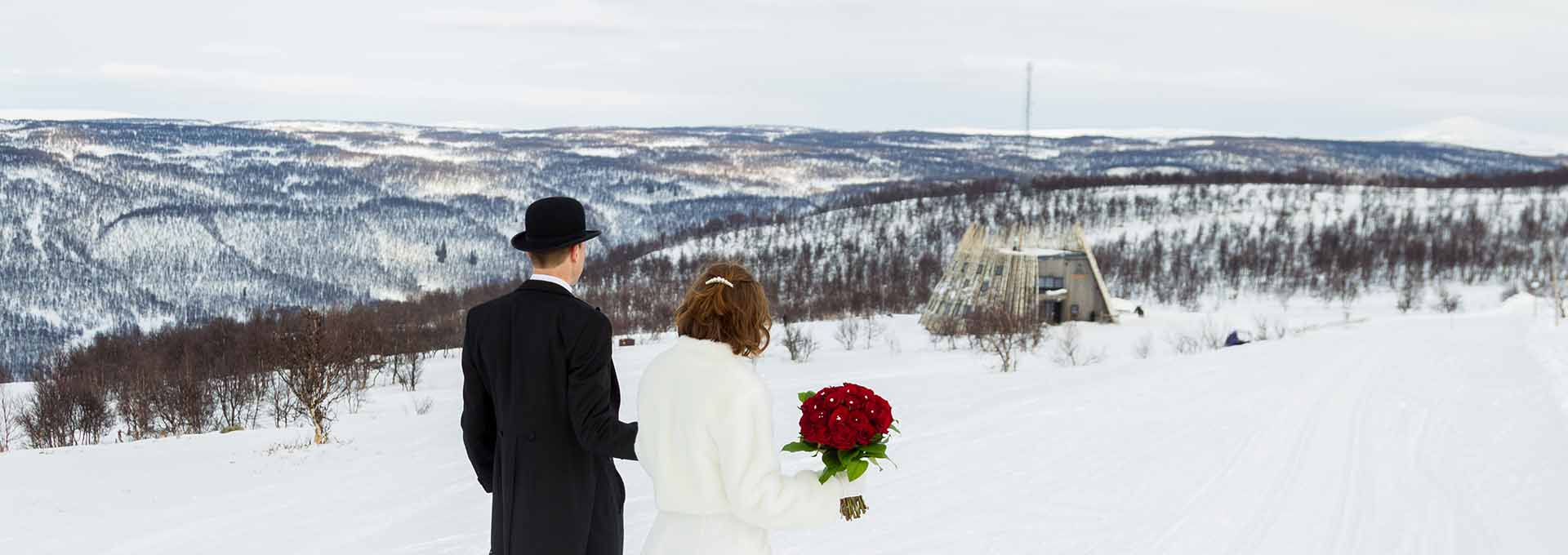 Just married on the mountain